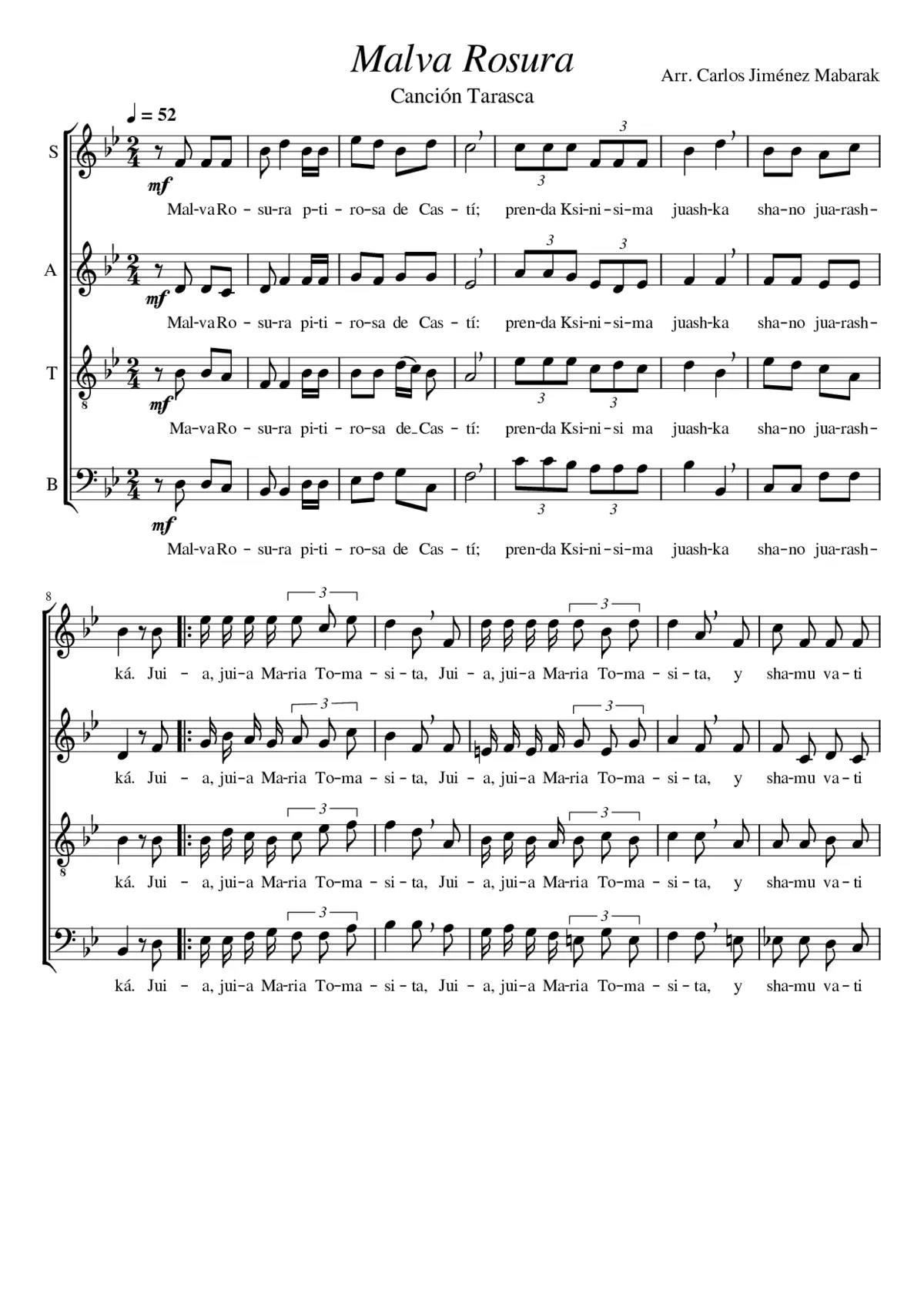 Malva Rosura - Canción Tarasca - Page 1