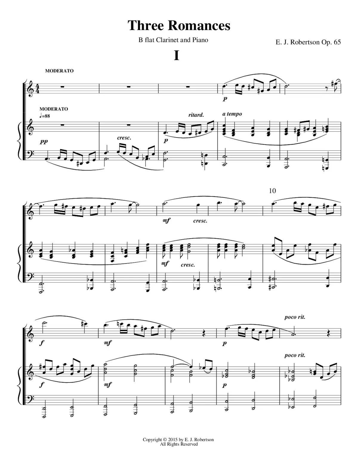 3 Romances for Clarinet and Piano - Page 1