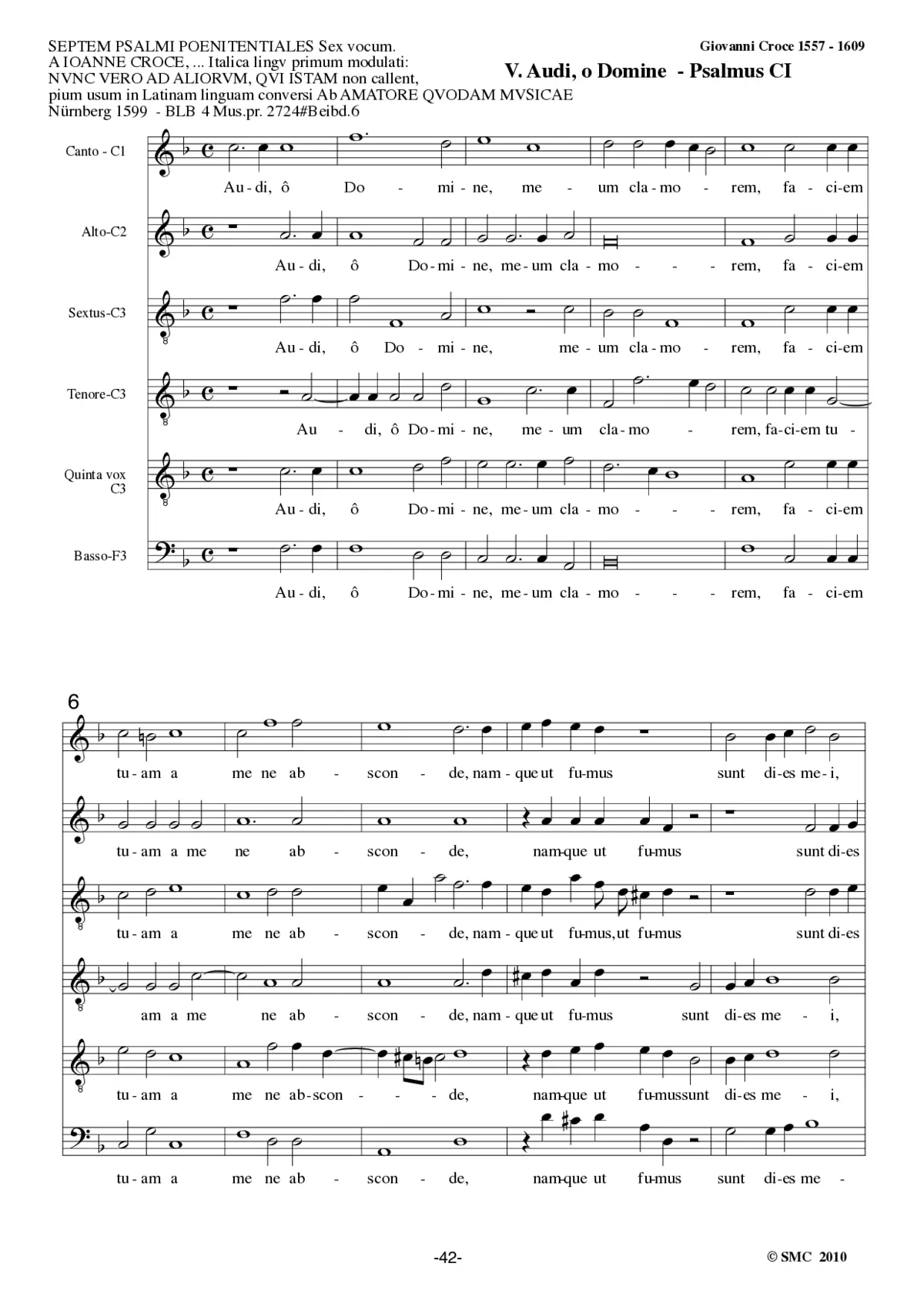Audi, o Domine, meum clamorem (Psalm 101) - Page 1