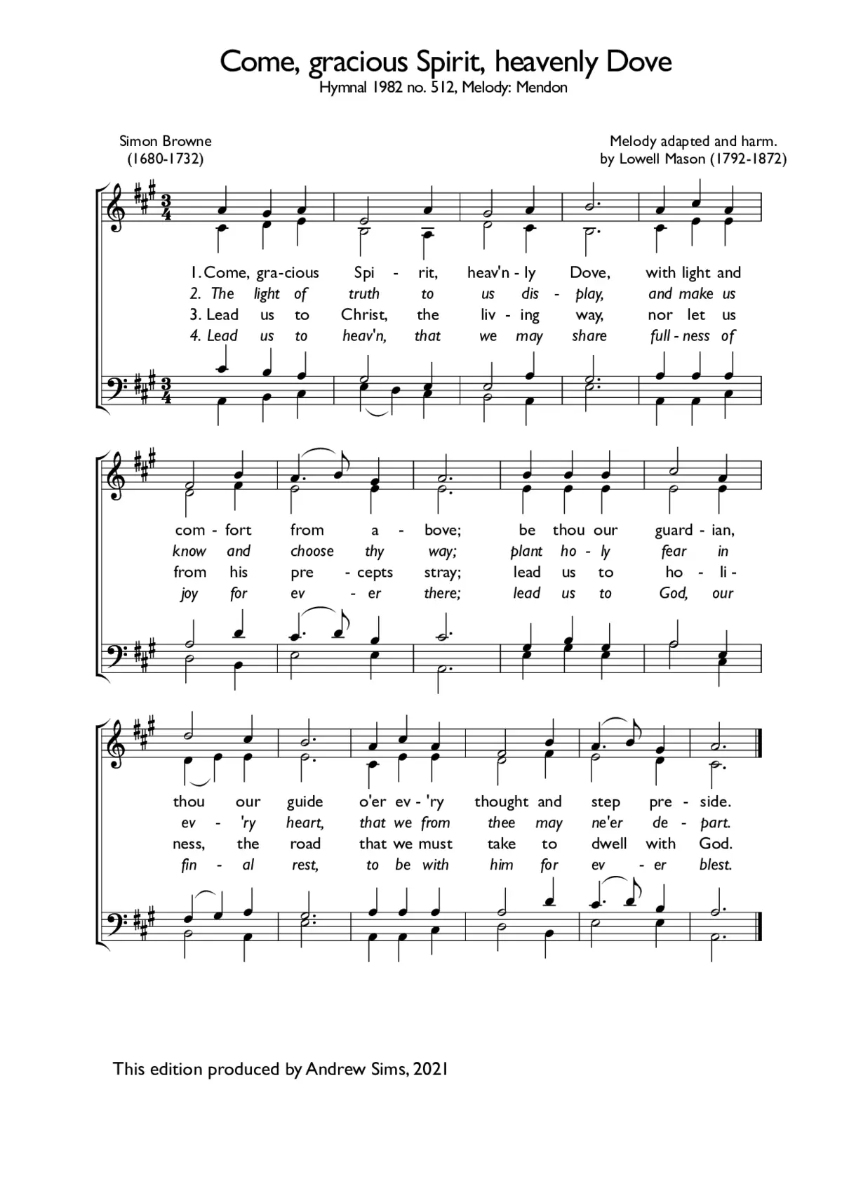 Come, gracious Spirit, heavenly Dove - Page 1