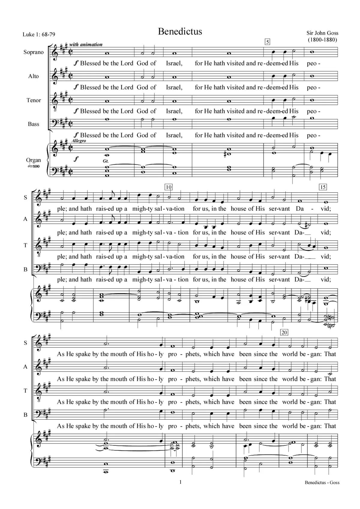 Benedictus in A - Page 1