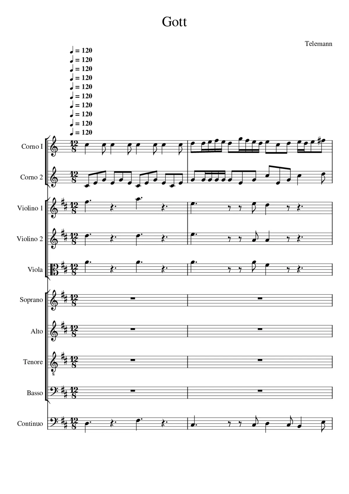 Gott der Hoffnung erfülle euch TWV 1:634 (formerly attributed to J. S. Bach as BWV 218) - Page 1