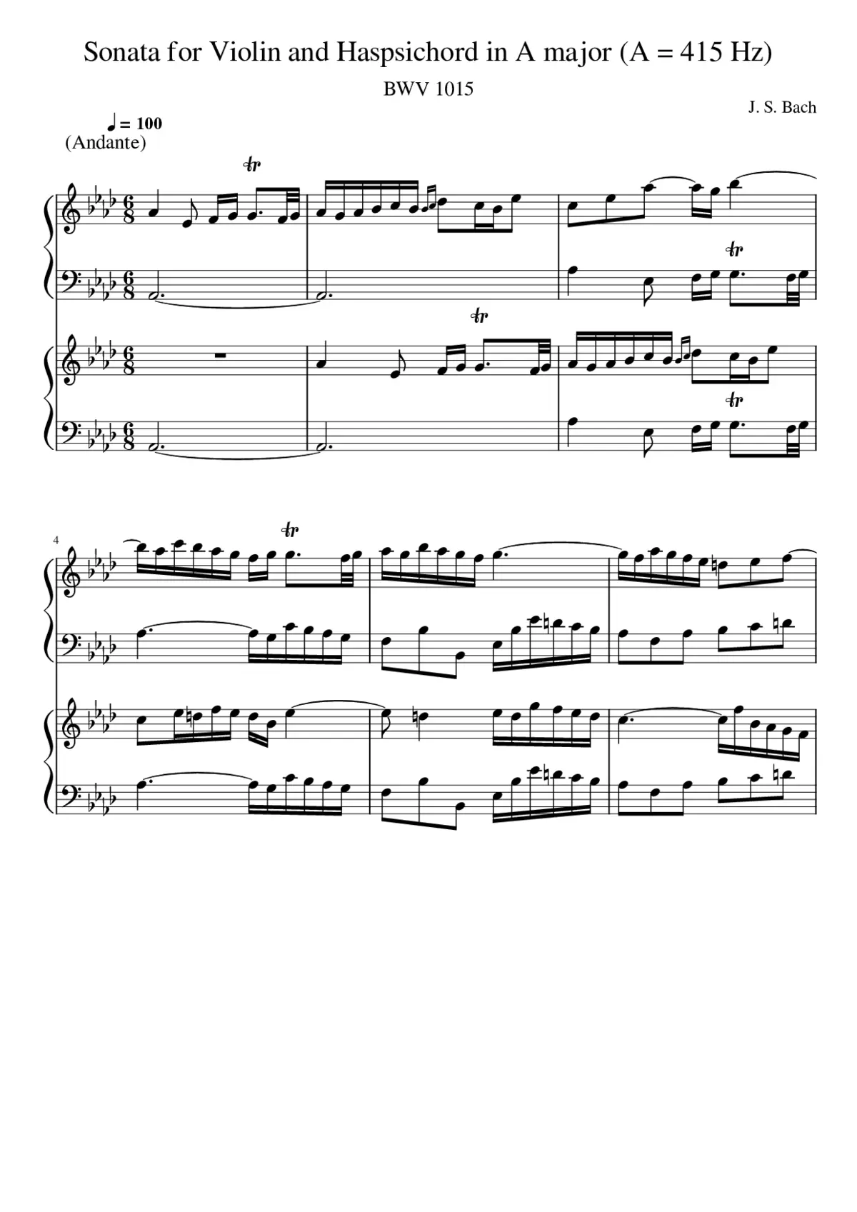 Violin Sonata in A major BWV 1015 - Page 1