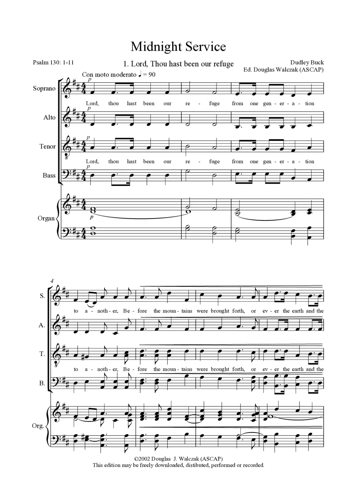 Lord, thou hast been our refuge (No. 1 from 'Midnight Service') - Page 1