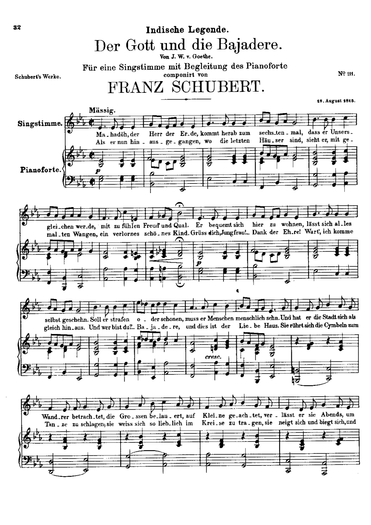 Der Gott und die Bajadere, D.254 - Page 1
