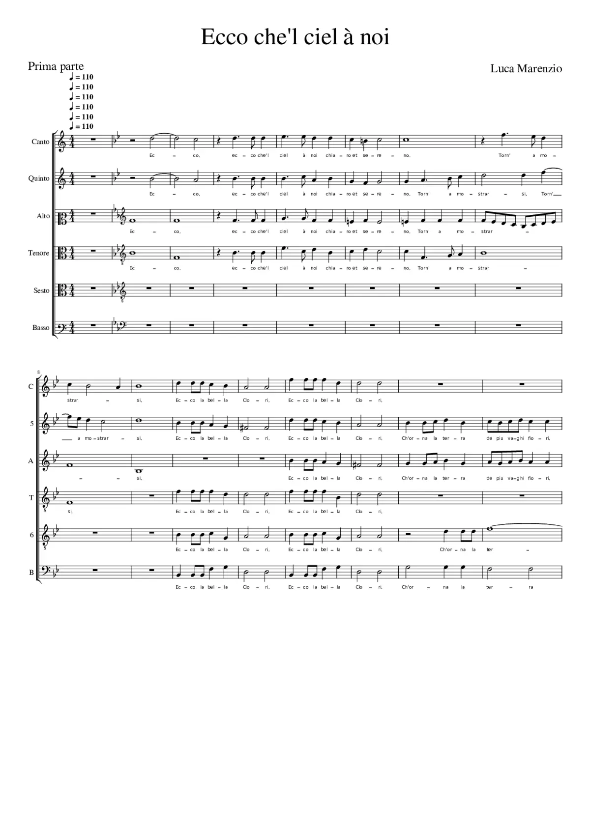 Ecco che'l ciel à noi - Page 1