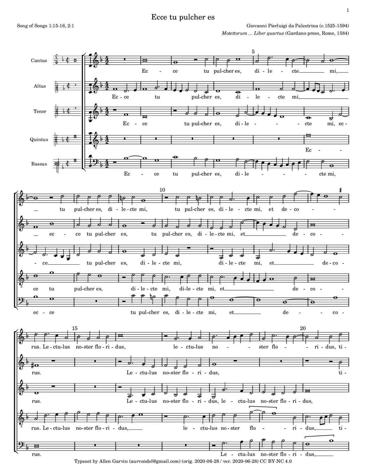 Ecce tu pulcher es - Page 1