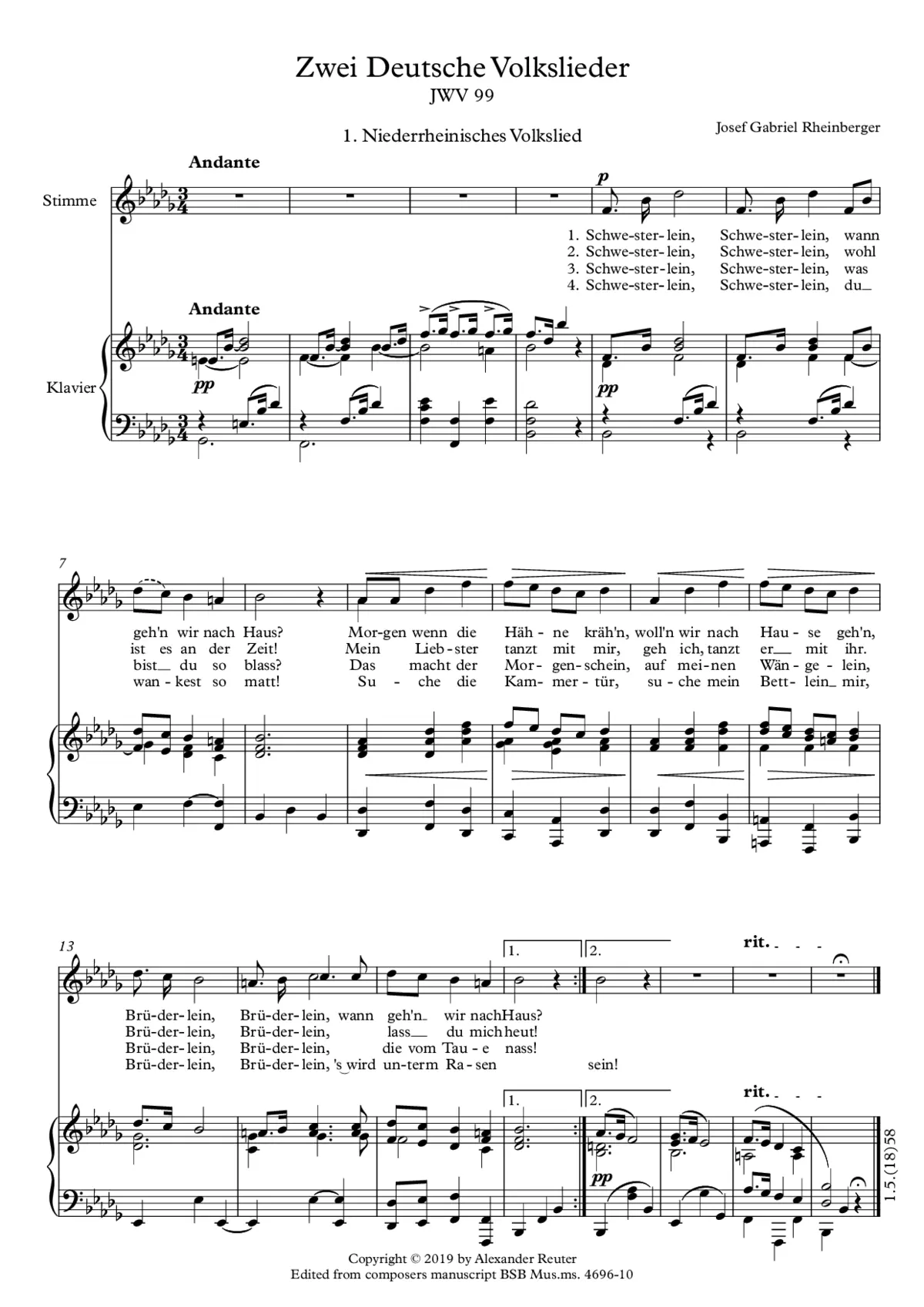 2 Deutsche Volkslieder - Page 1