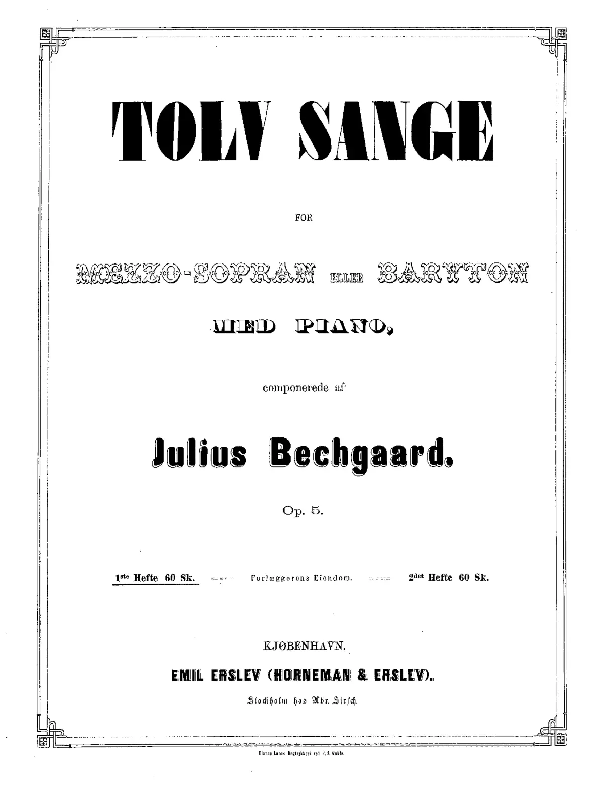 Tolv Sange for Mezzo-Sopran eller Baryton med Piano - Page 1
