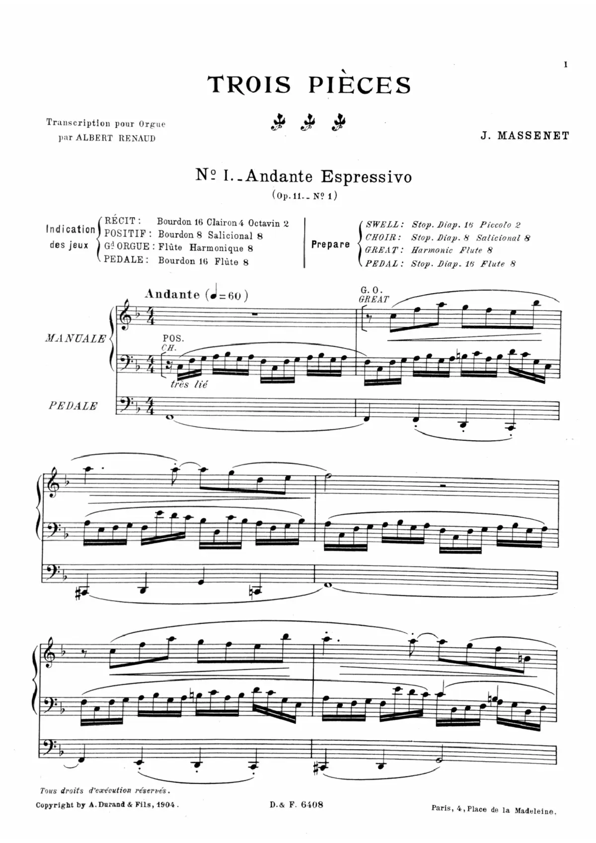 3 Pièces pour orgue - Page 1
