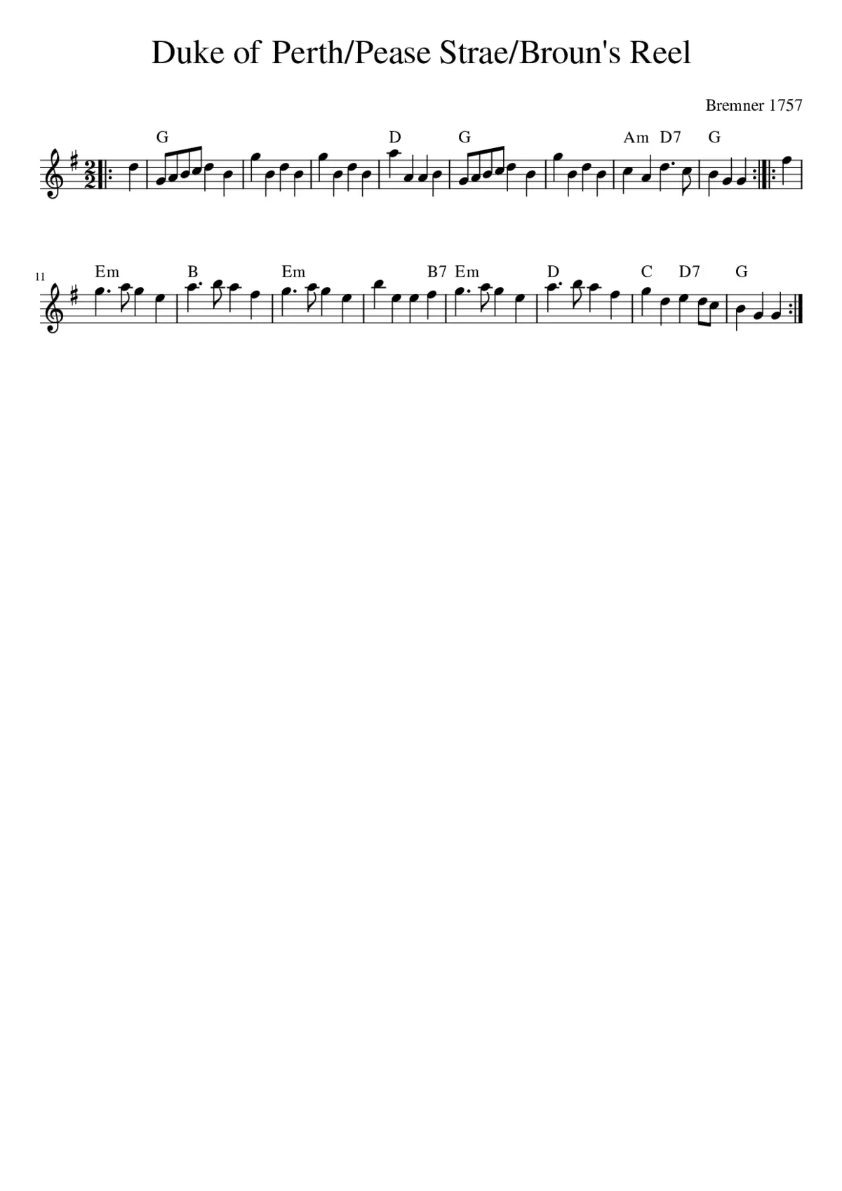 Duke of Perth/Pease Strae/Broun's Reel - Page 1