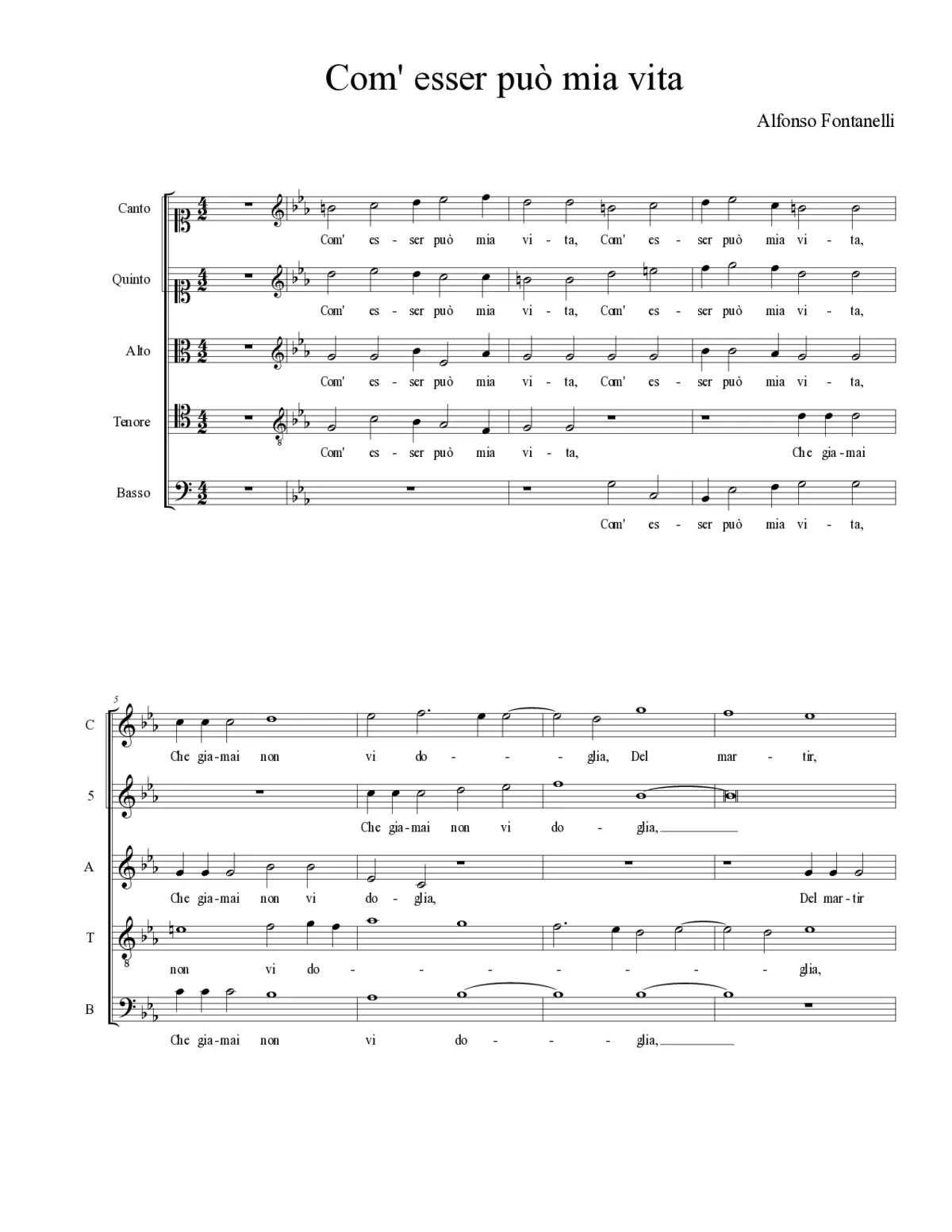 Com' esser può mia vita - Page 1