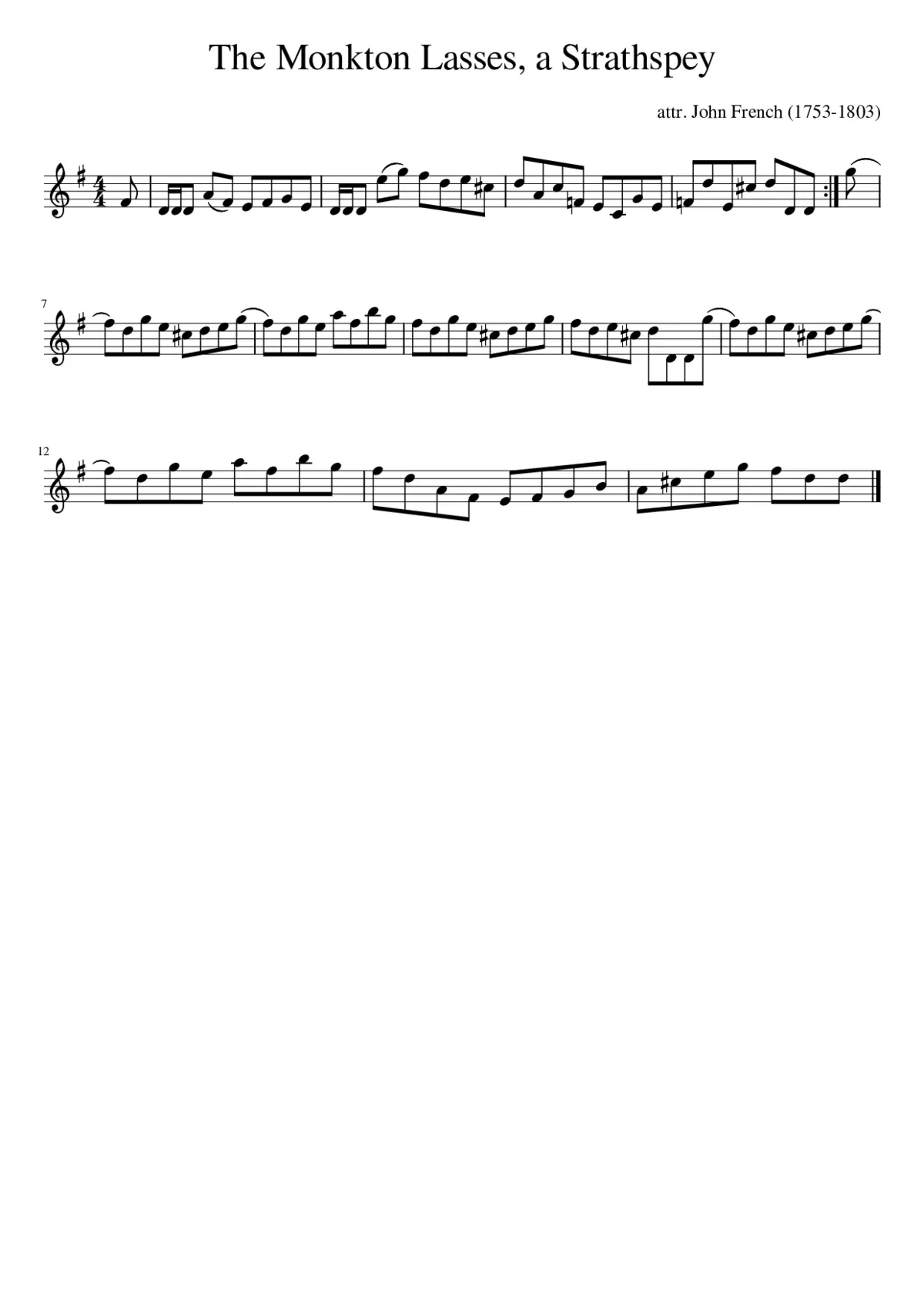 The Monkton Lasses a Strathspey - Page 1