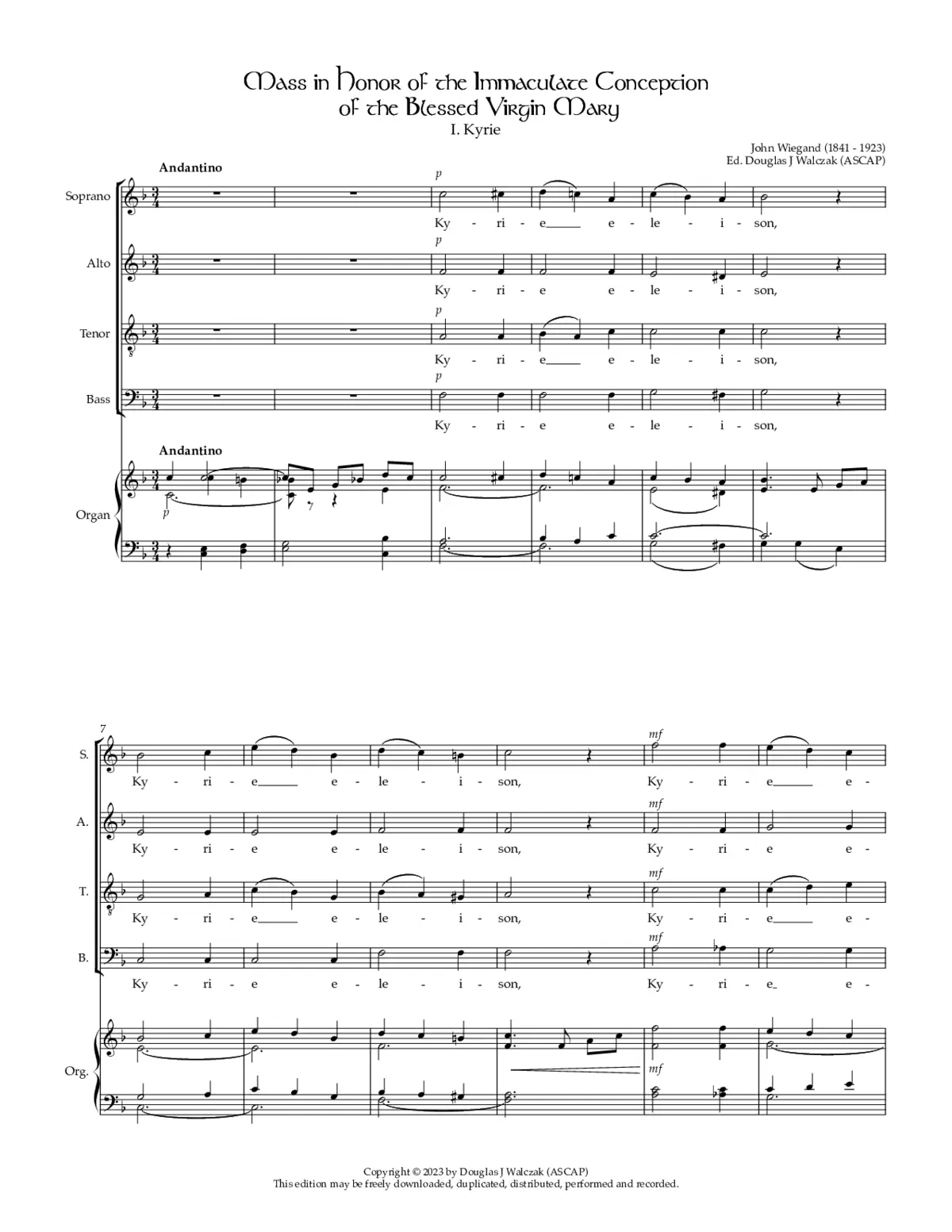 Mass in Honor of the Immaculate Conception of the Blessed Virgin Mary - Page 1