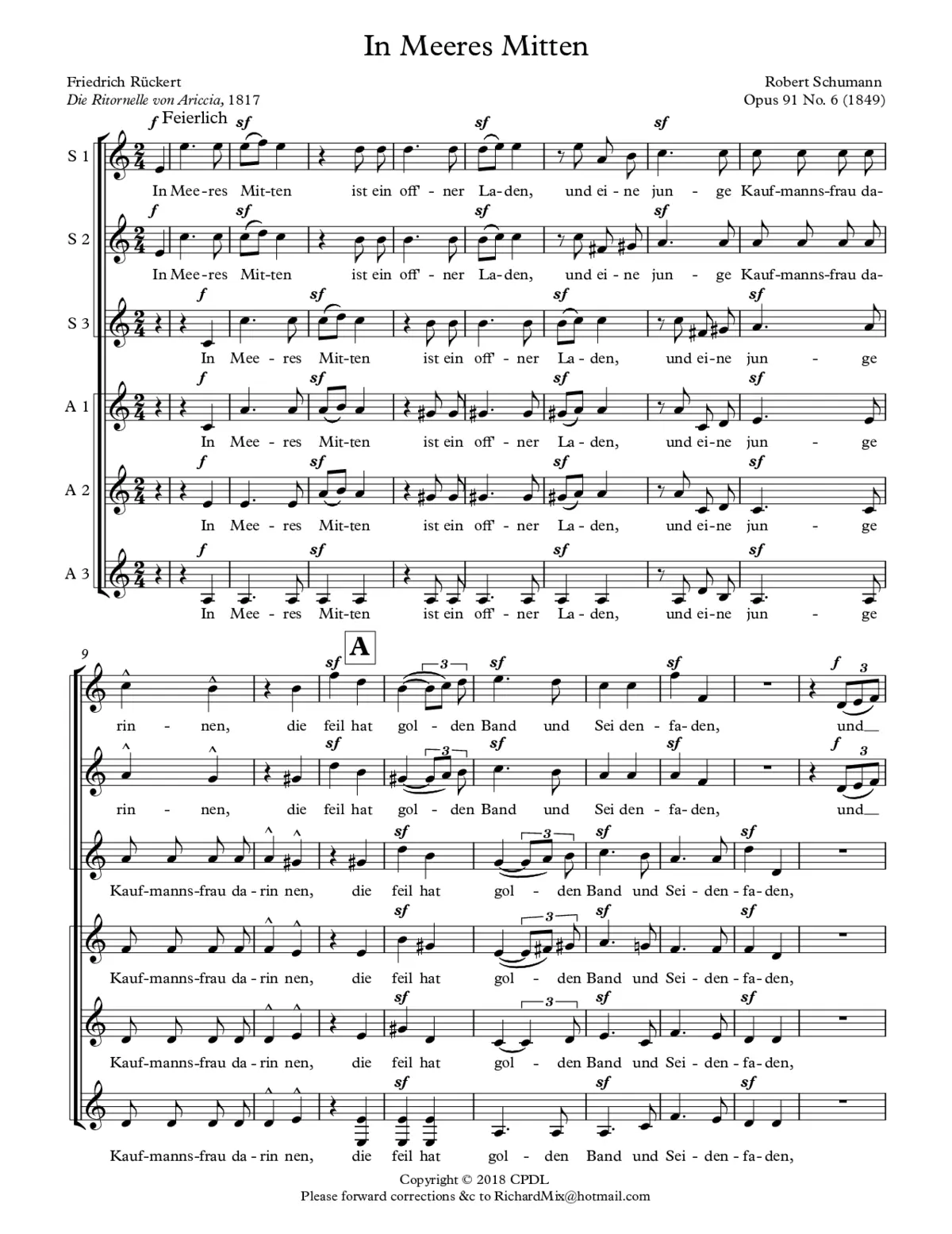 In Meeres Mitten, Op. 91, No. 6 - Page 1