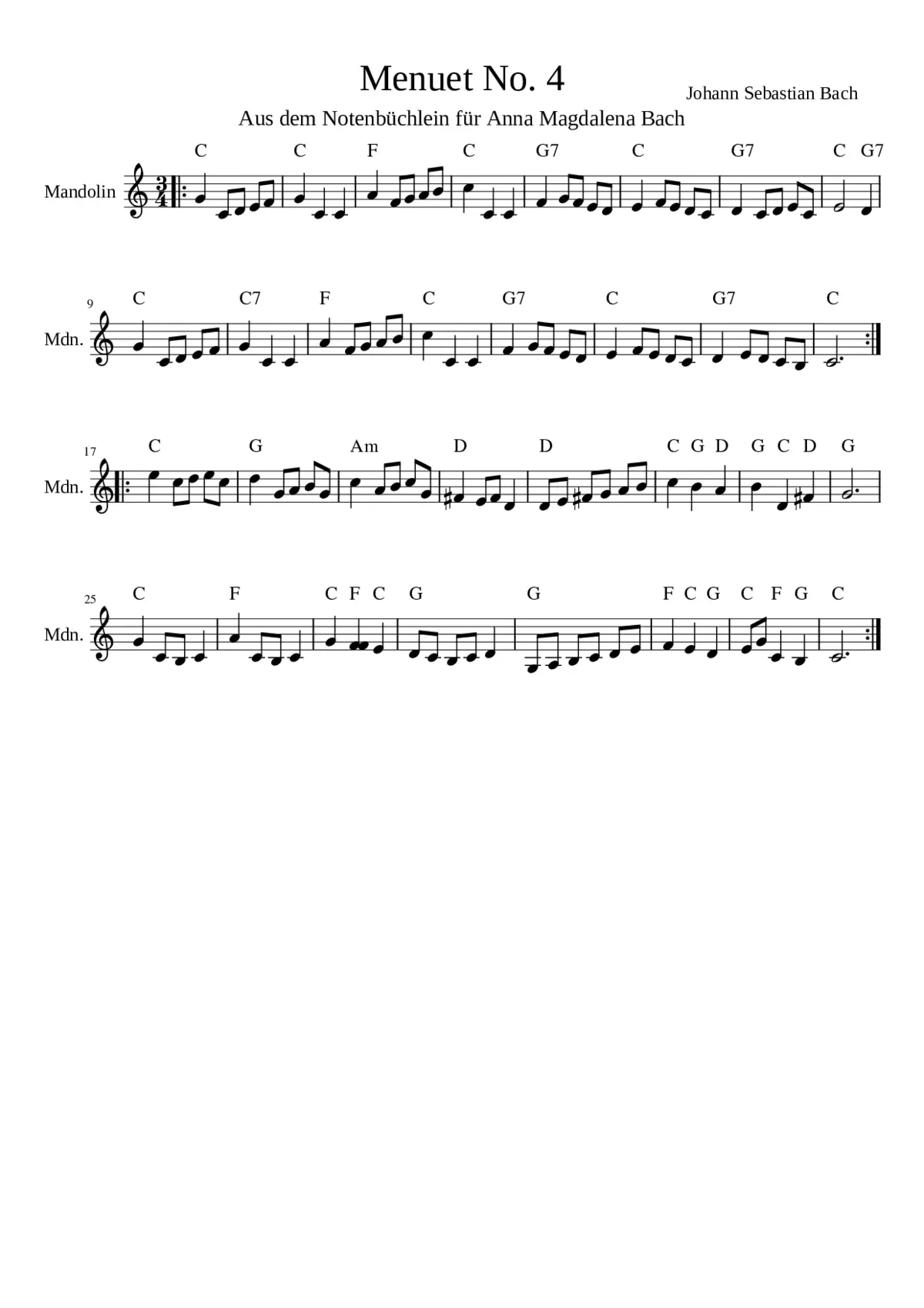3 Minuets BWV 841-843 - Page 1