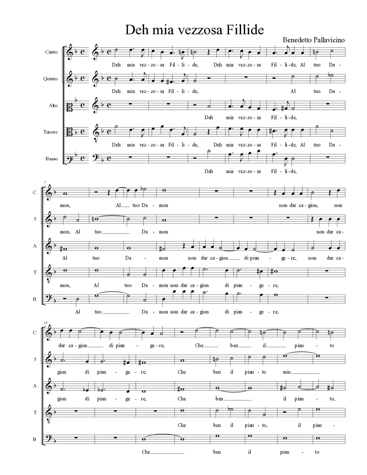 Deh mia vezzosa Fillide - Page 1