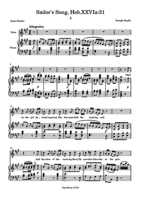 Sailor’s Song, Hob.XXVIa:31