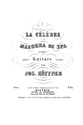 La célébre mazurka de Spa arrangée pour Guitare seule