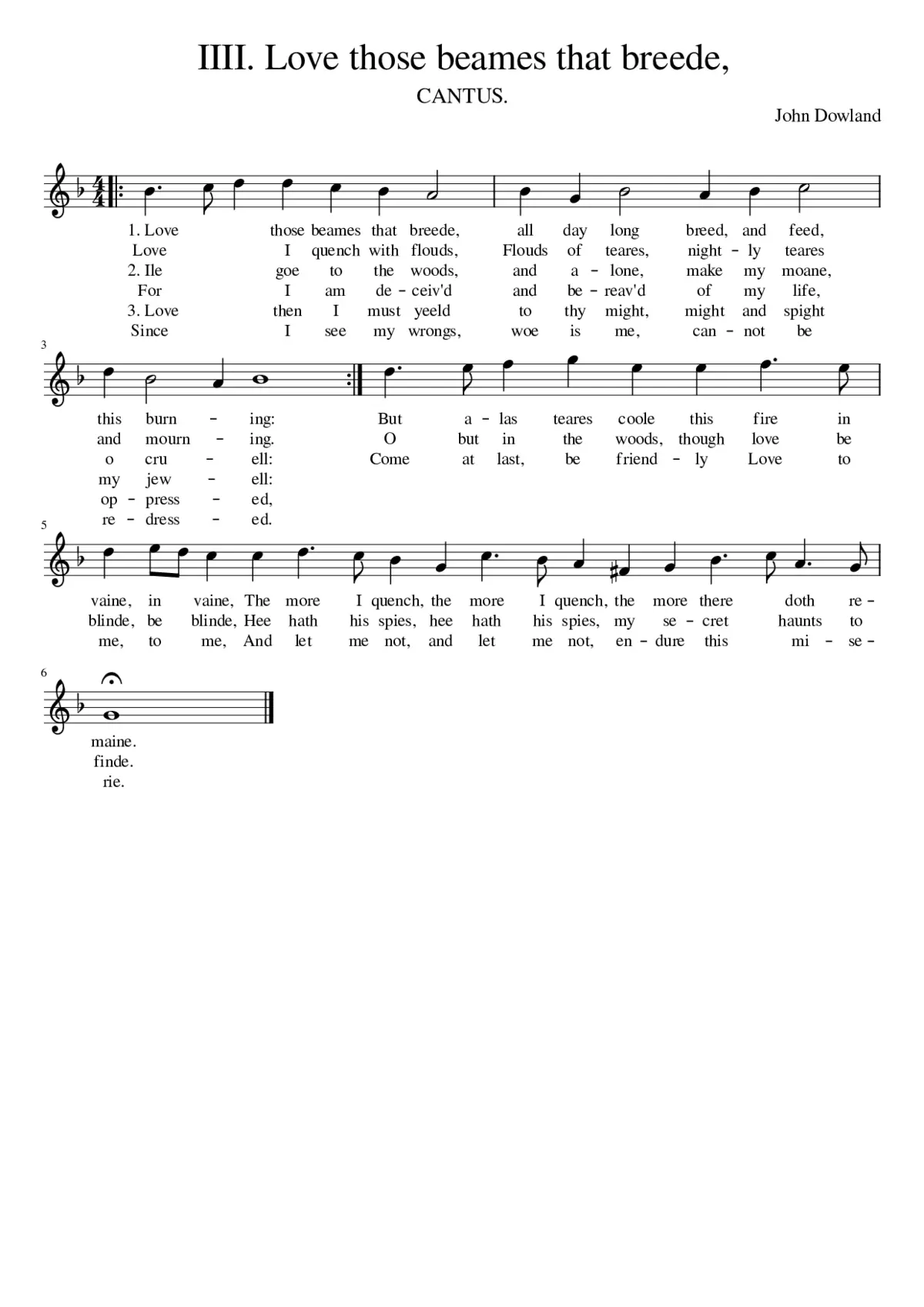 IIII. Love those beames that breede - Page 1