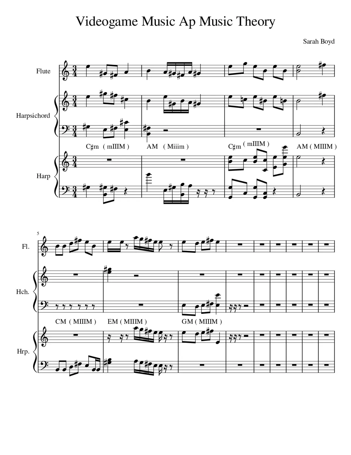 Videogame Music Forest Theme for Ap Music Theory by Sarah Boyd - Page 1