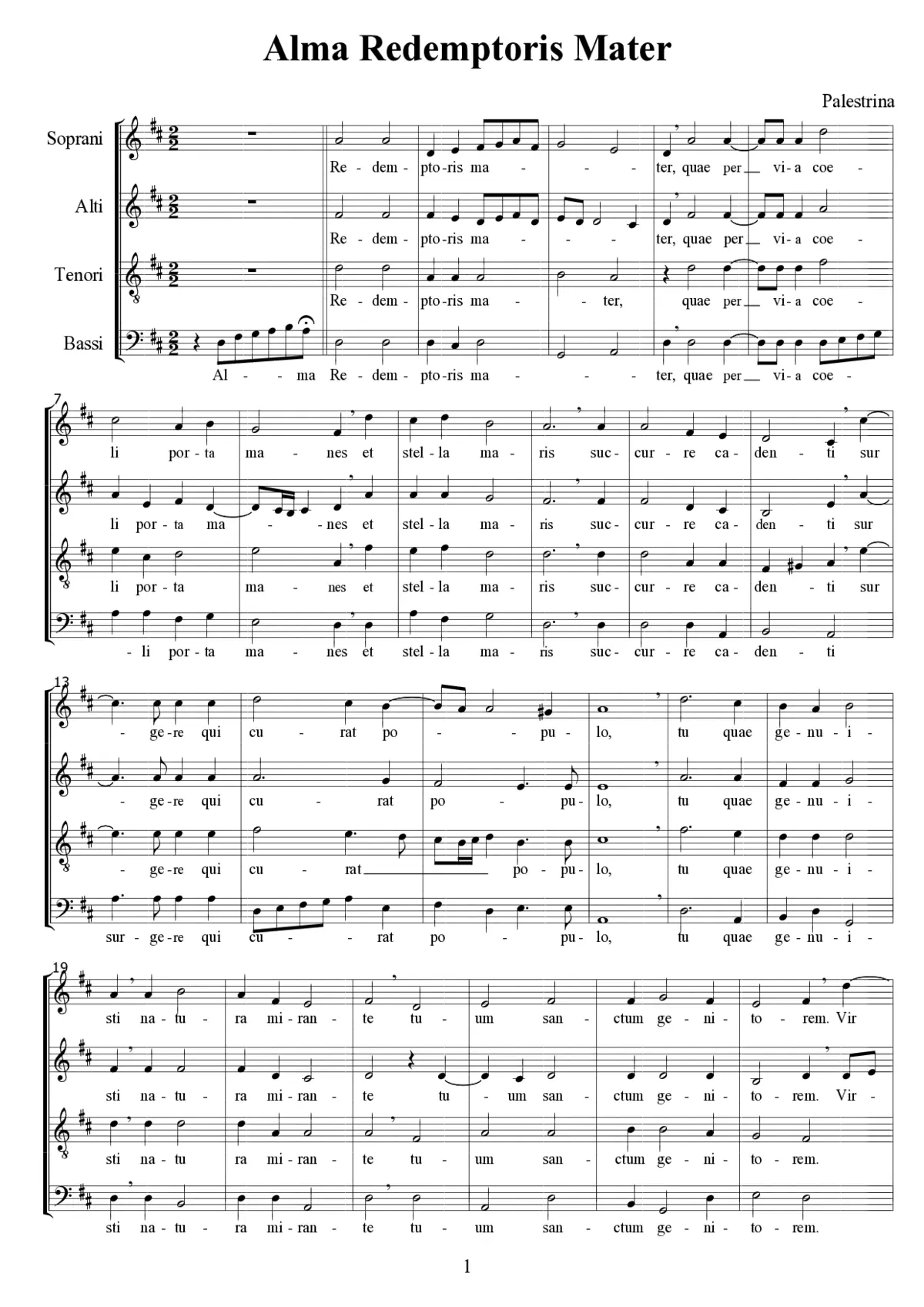 Alma Redemptoris Mater a 8 (Collegio Romano ms.) - Page 1