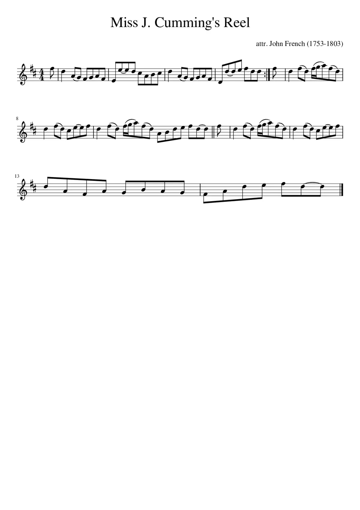 Miss J. Cumming's Reel - Page 1