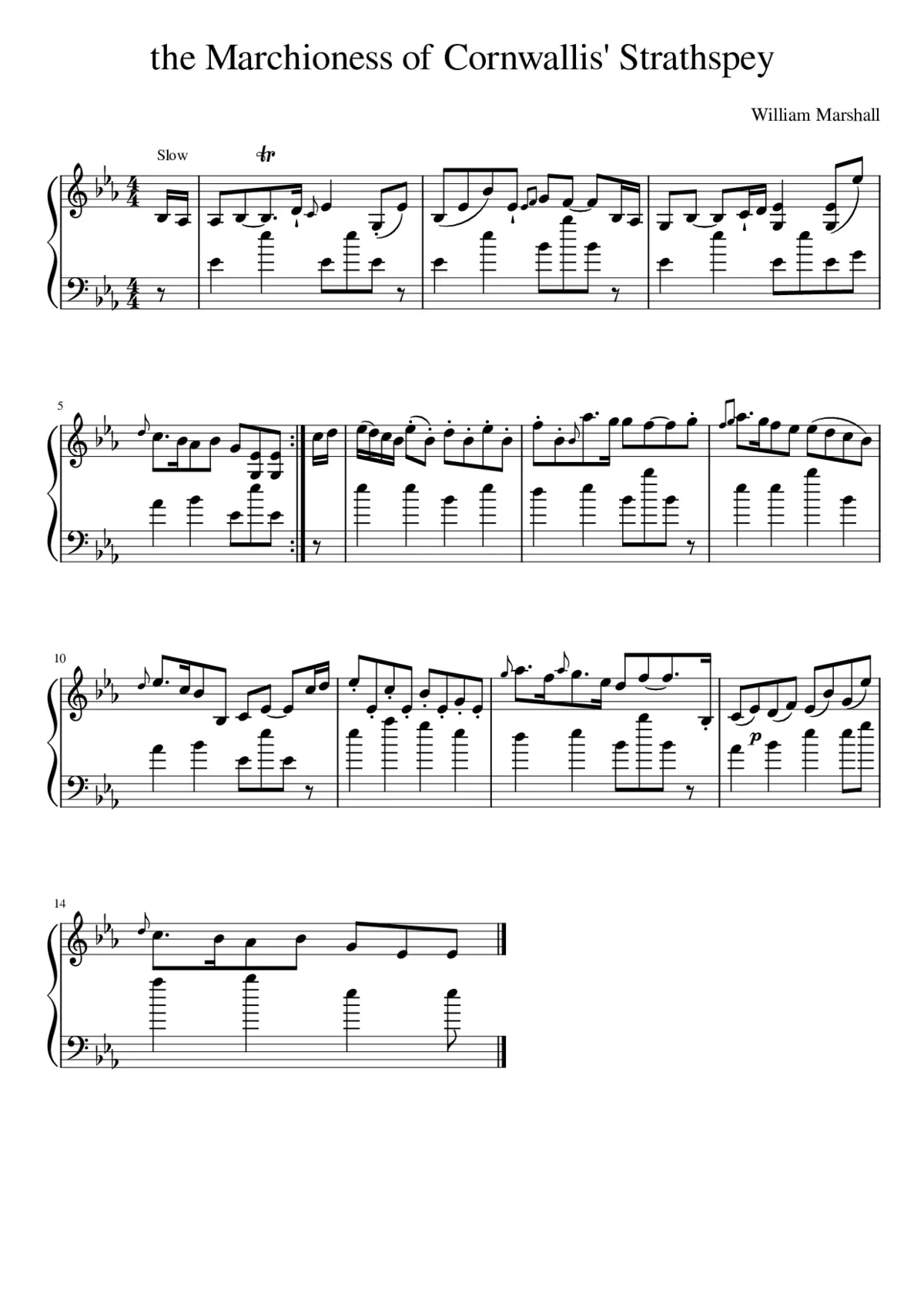 the Marchioness of Cornwallis' Strathspey - Page 1