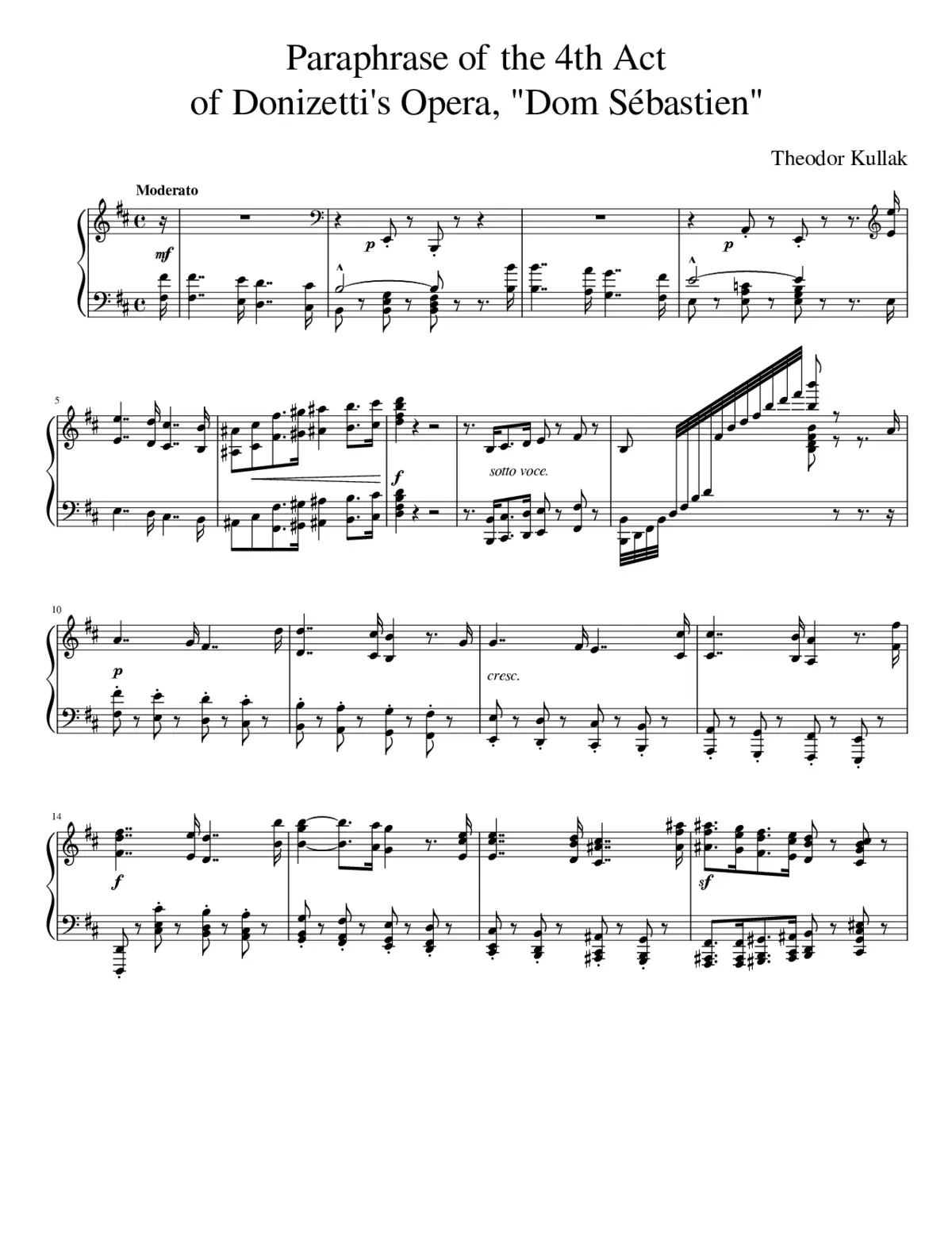 Kullak Paraphrase of the 4th Act of the Opera Dom Sébastien (Piano solo) - Page 1