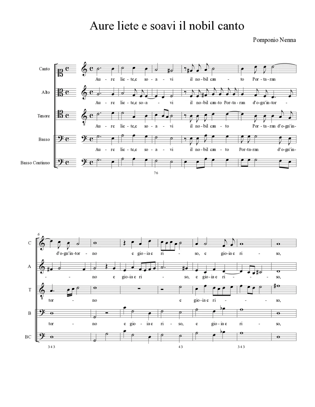 Aure liete e soavi il nobil canto - Page 1