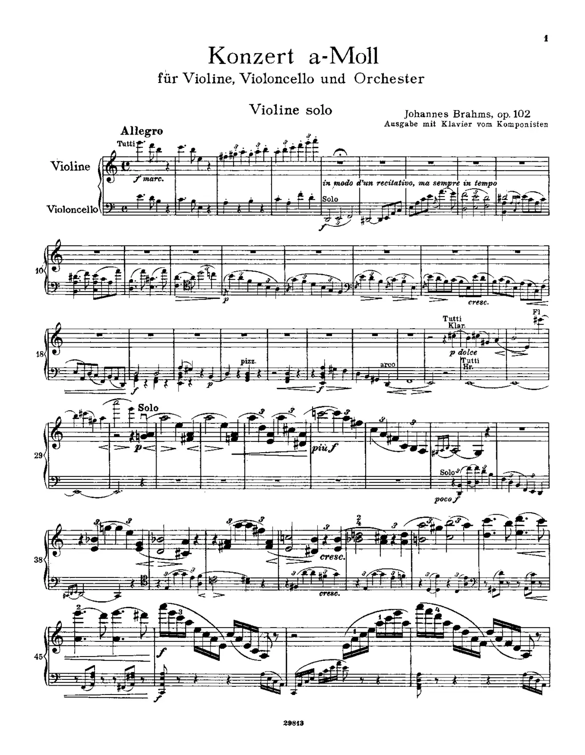 Concerto for Violin and Cello ("Double Concerto") - Page 1