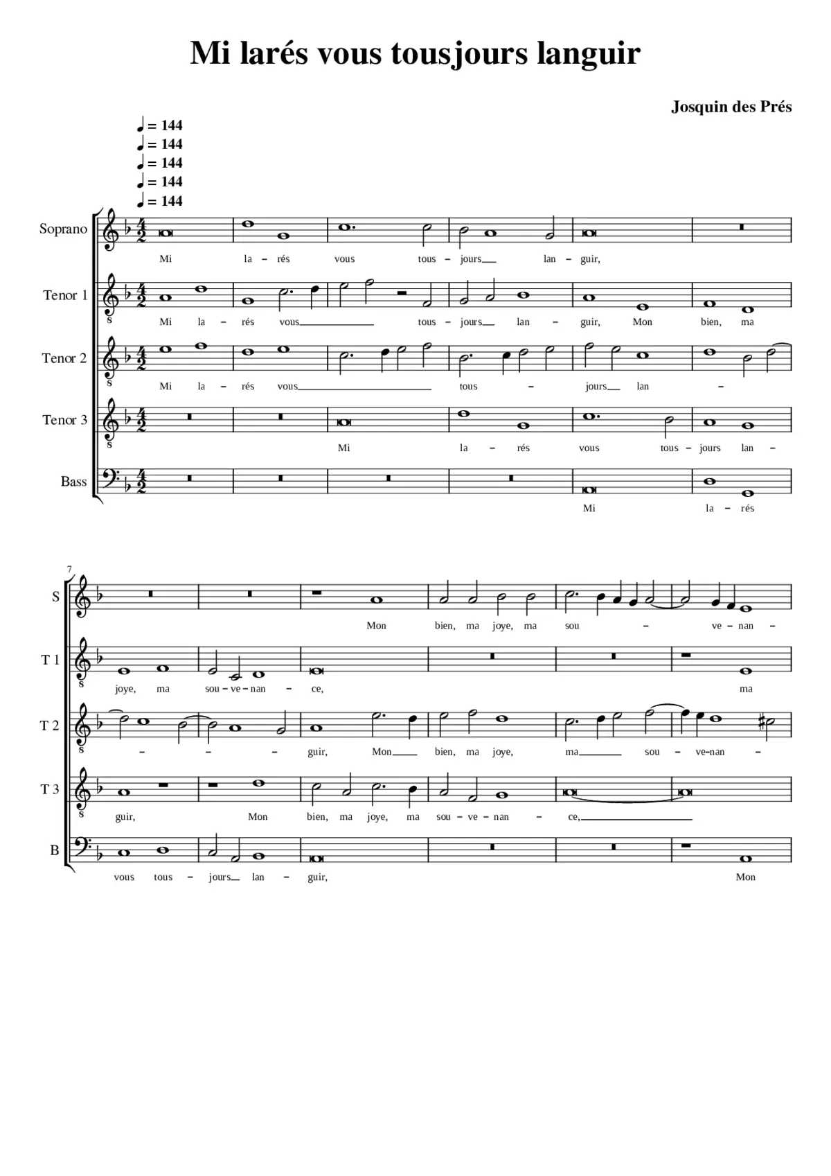 Mi larés vous tousjours languir - Page 1