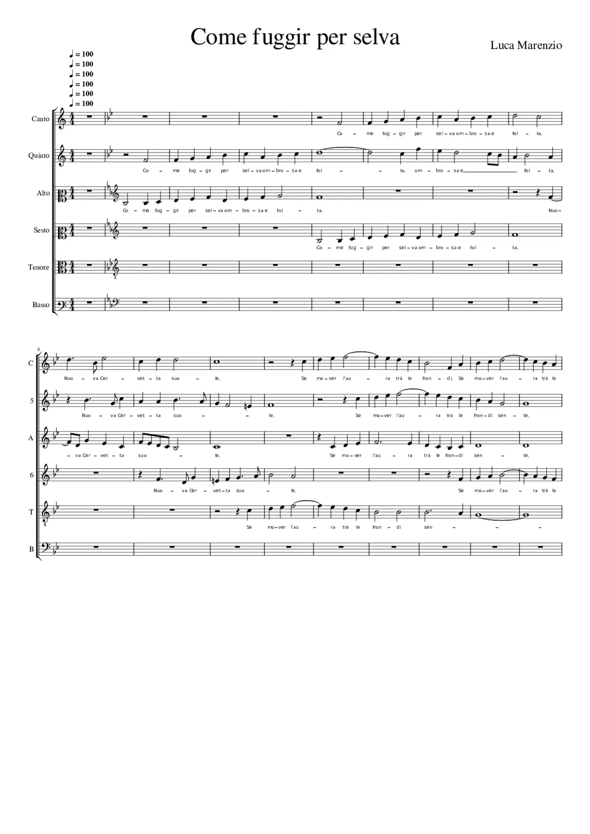 Come fuggir per selva - Page 1