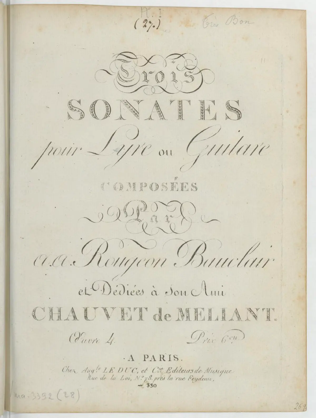 3 Sonates pour Lyre ou Guitare - Page 1