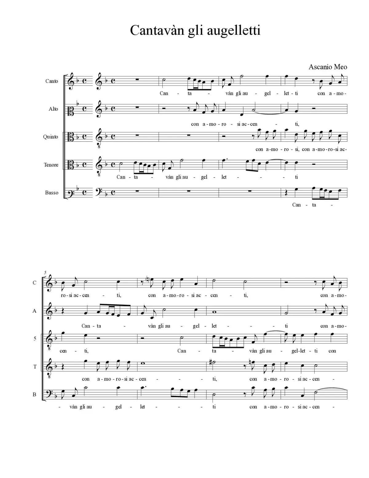 Cantavàn gli augelletti - Page 1