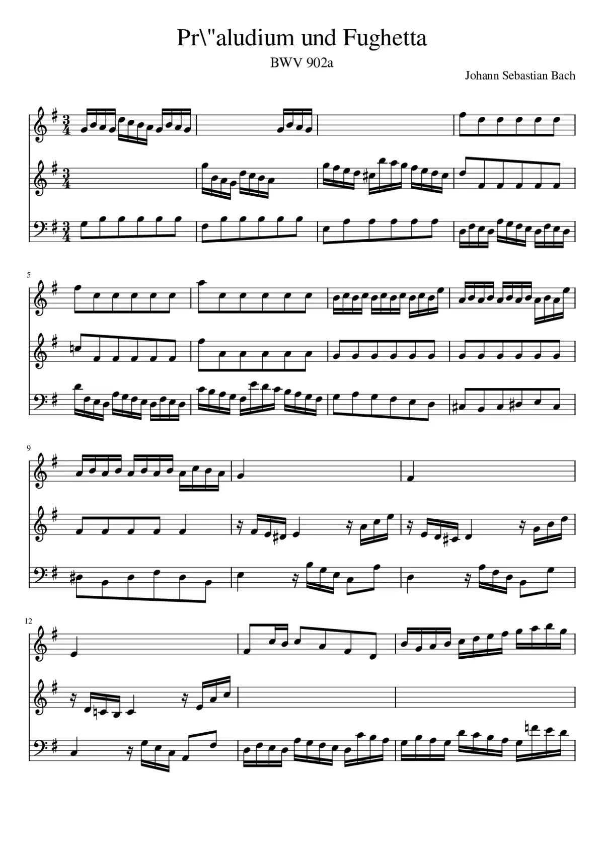 Prelude and Fughetta in G major BWV 902 - Page 1