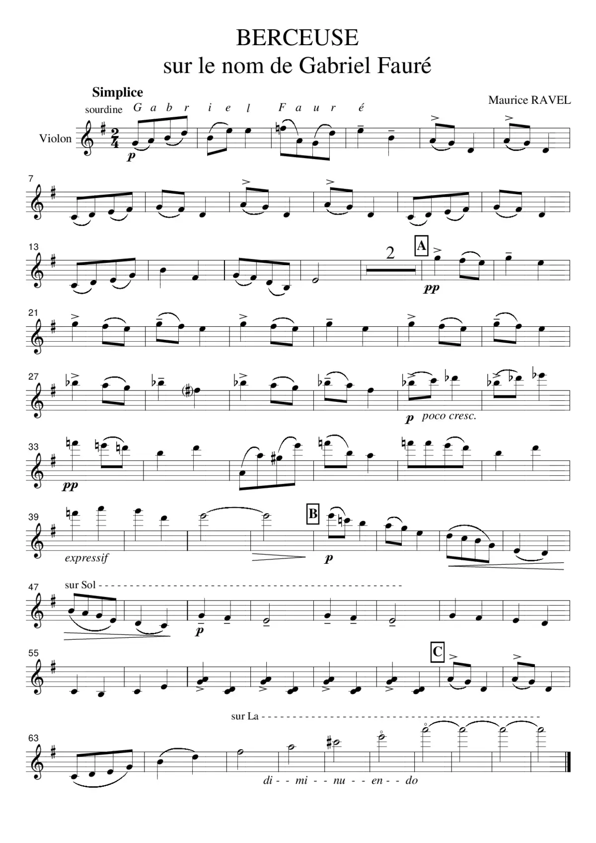 Berceuse sur le nom de Gabriel Fauré - Page 1