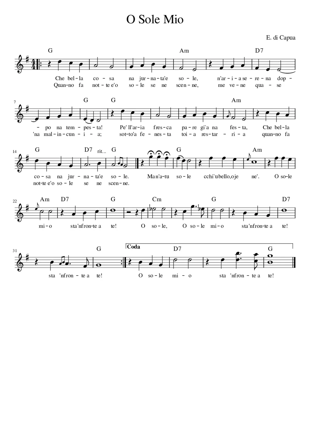 'O Sole Mio - Page 1