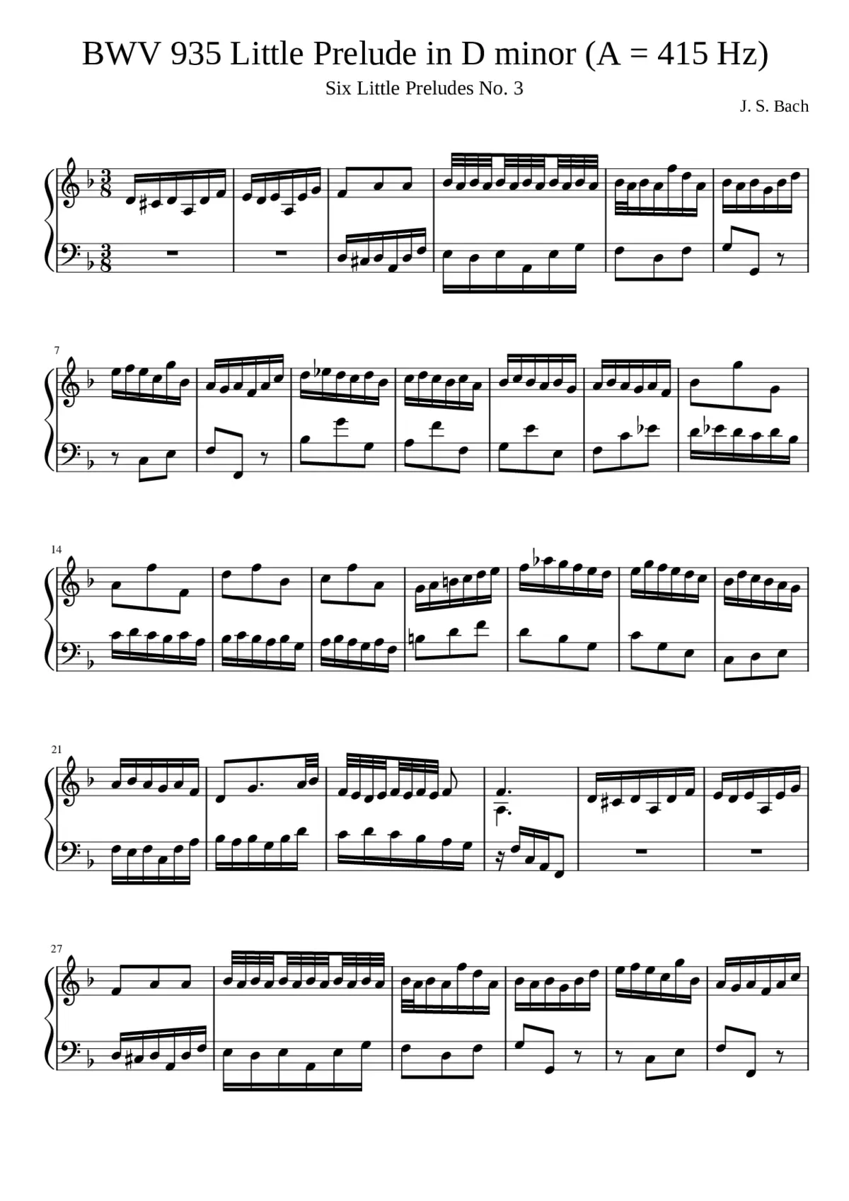 Prelude in D minor BWV 935 - Page 1