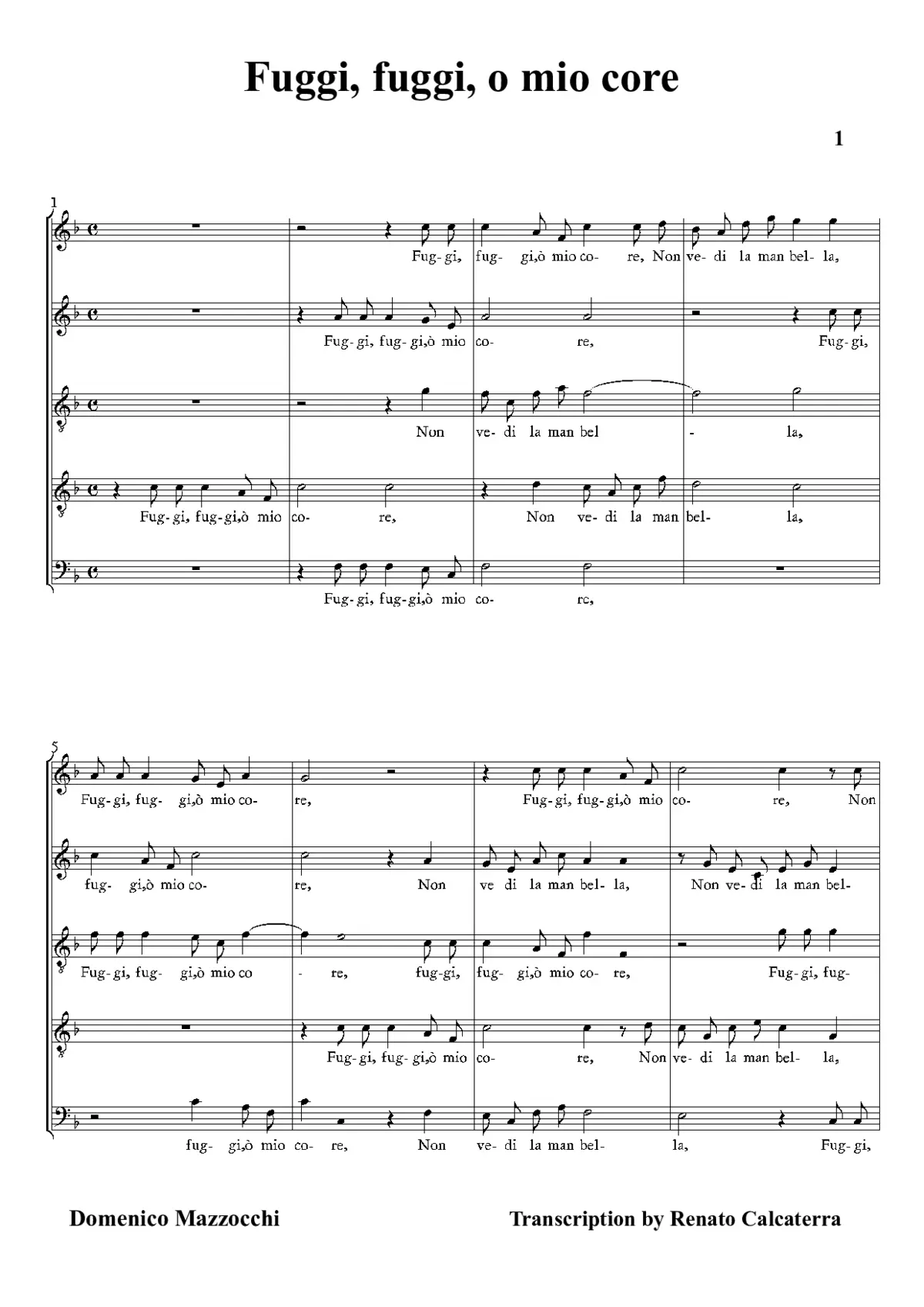 Fuggi, fuggi o mio core - Page 1