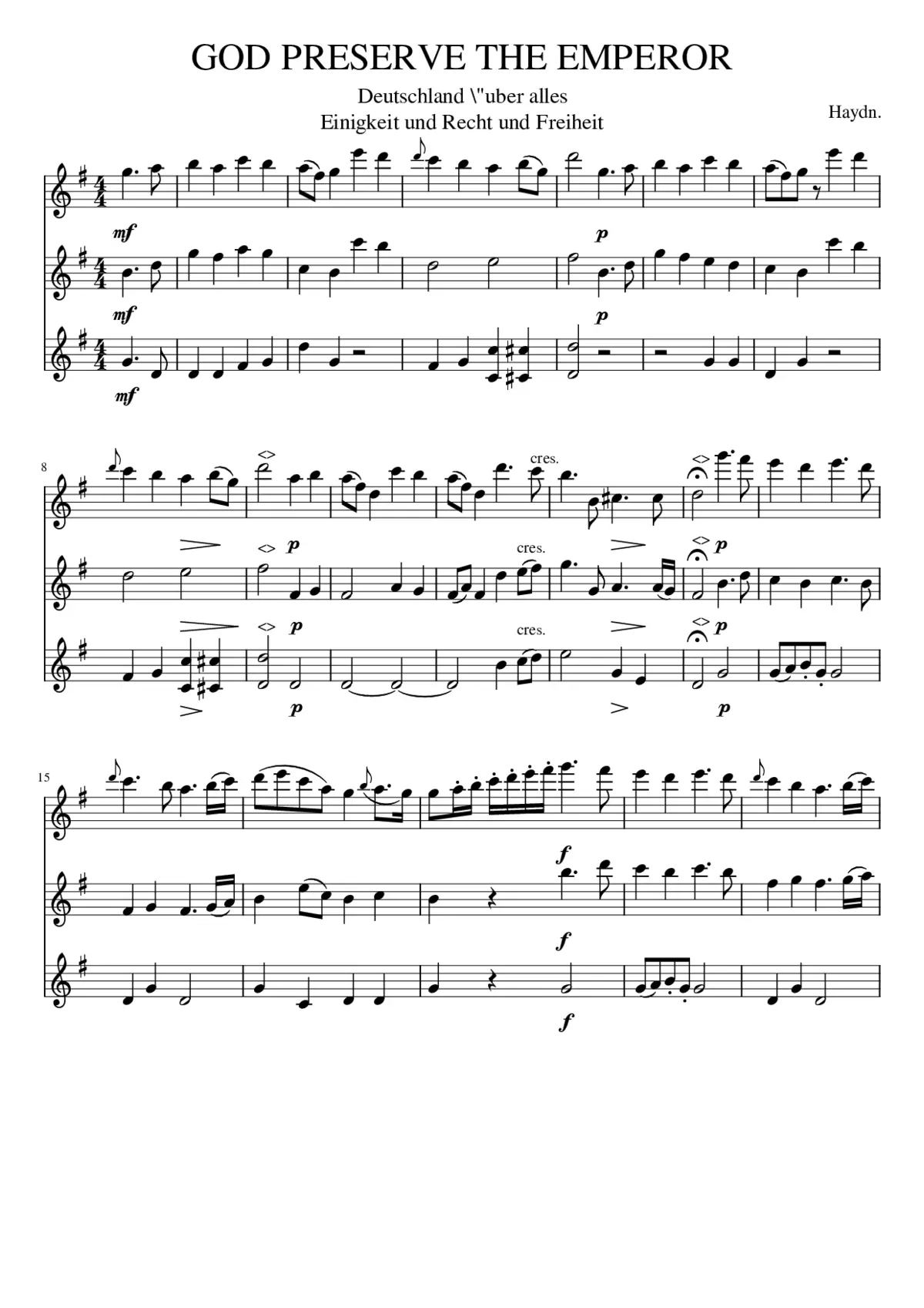 Streichquartett Op. 76 No. 3 in C Major (Emperor/Kaiserquartett) - Page 1