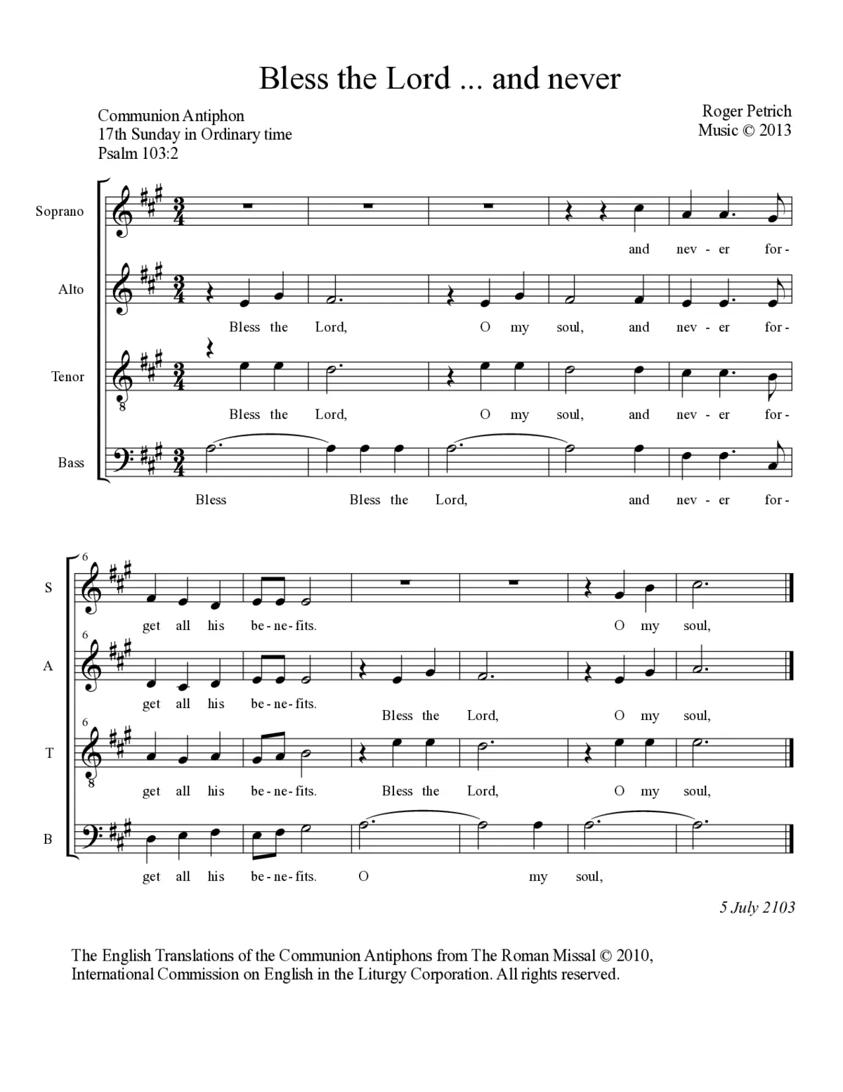 Bless the Lord… and never - Page 1
