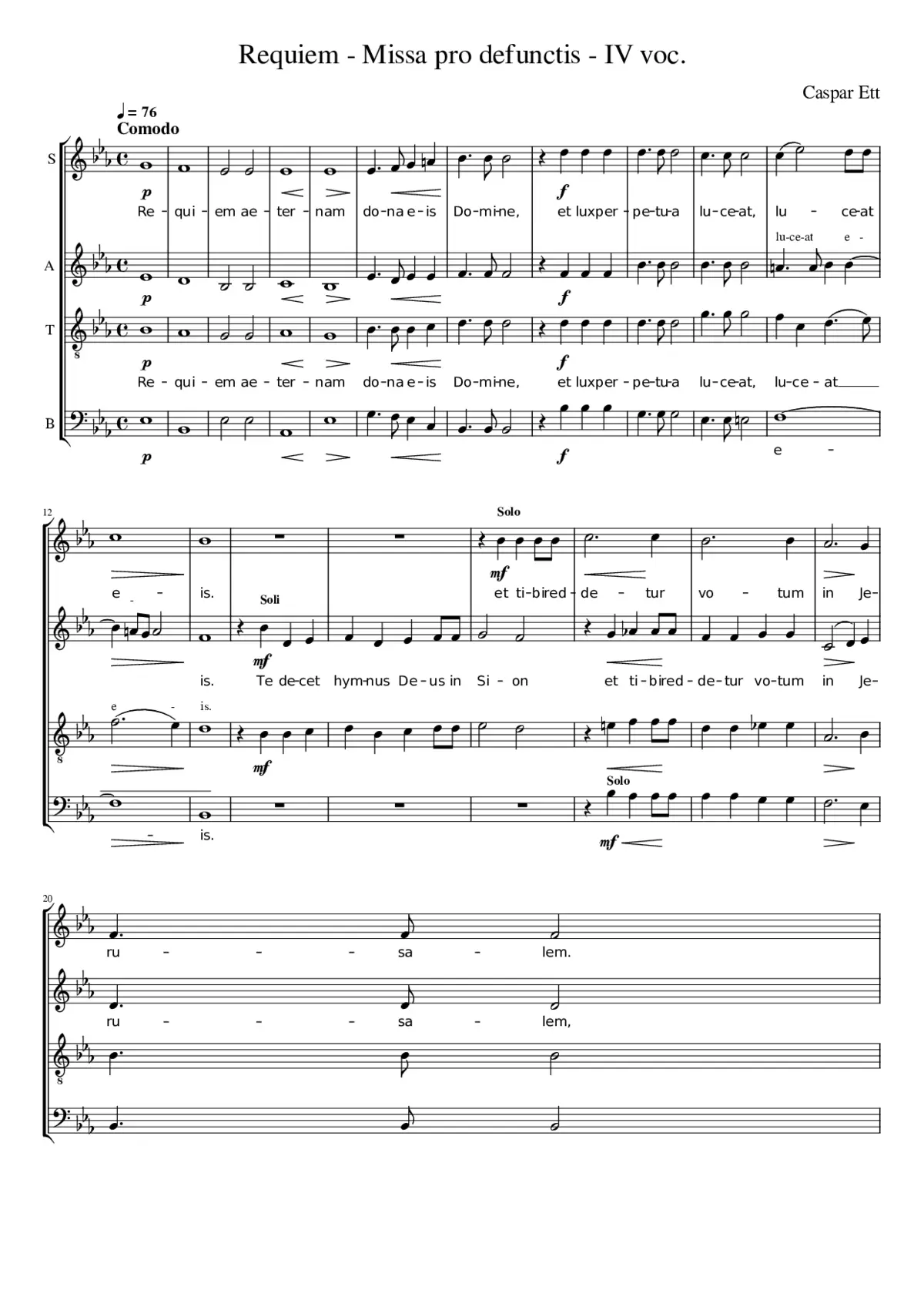 Missa pro defunctis ad 4 voces inaequales - Page 1
