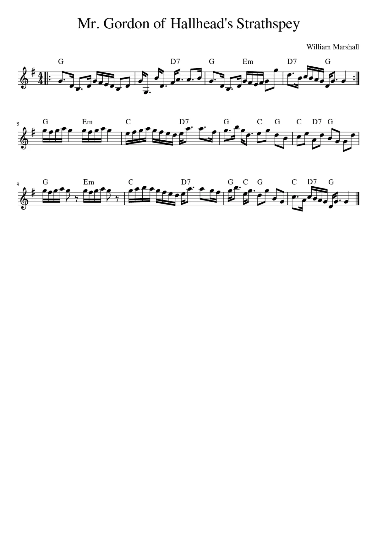 Mr. Gordon of Hallhead's Strathspey - Page 1