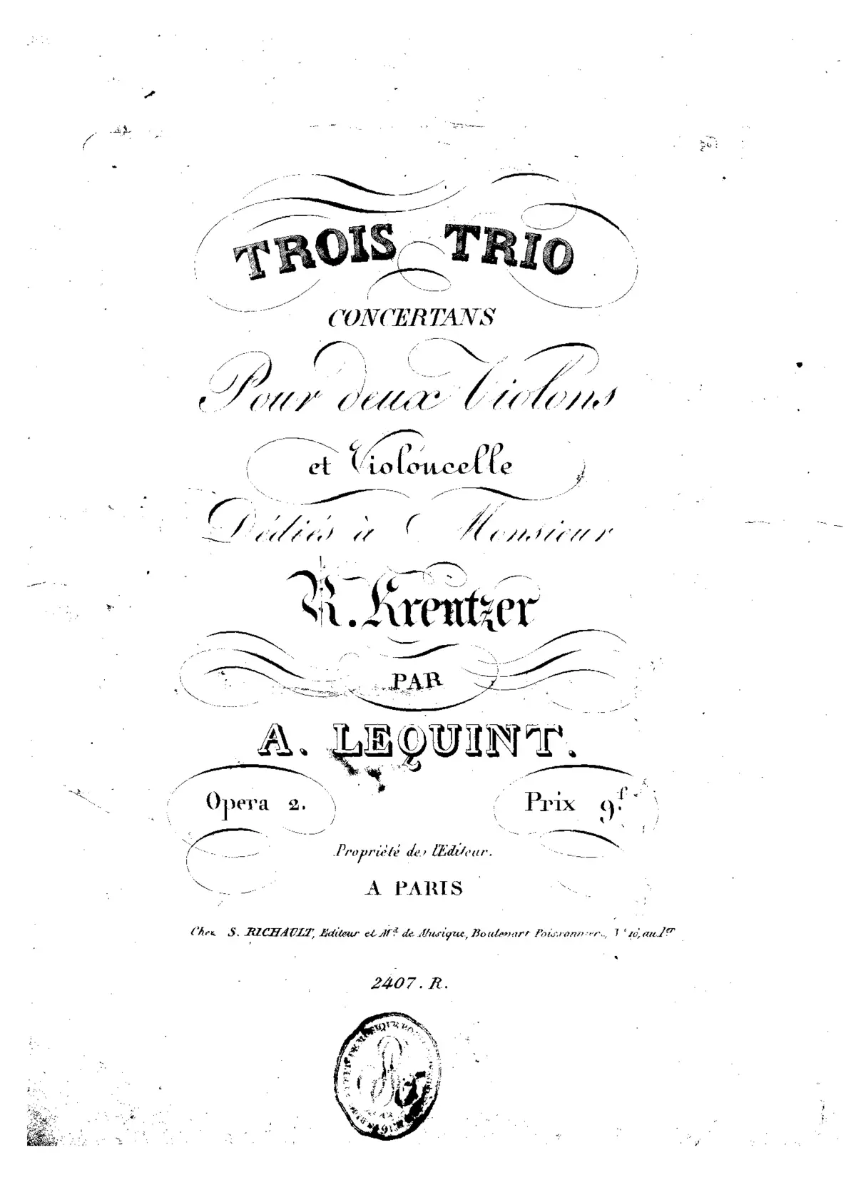 3 Trio Concertans Pour deux Violons et Violoncelle - Page 1