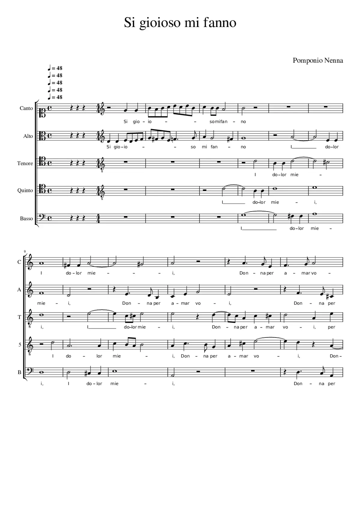 Si gioioso mi fanno - Page 1