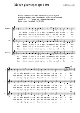 Ick heb gheroepen tot U