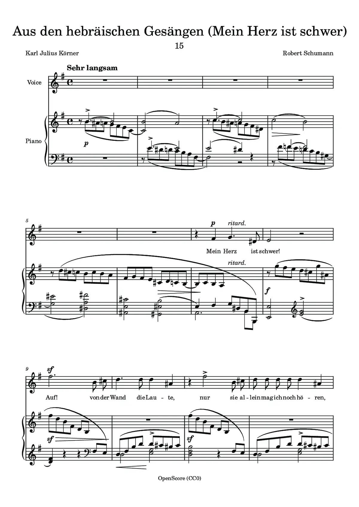 Aus den hebräischen Gesängen (Mein Herz ist schwer) - Page 1