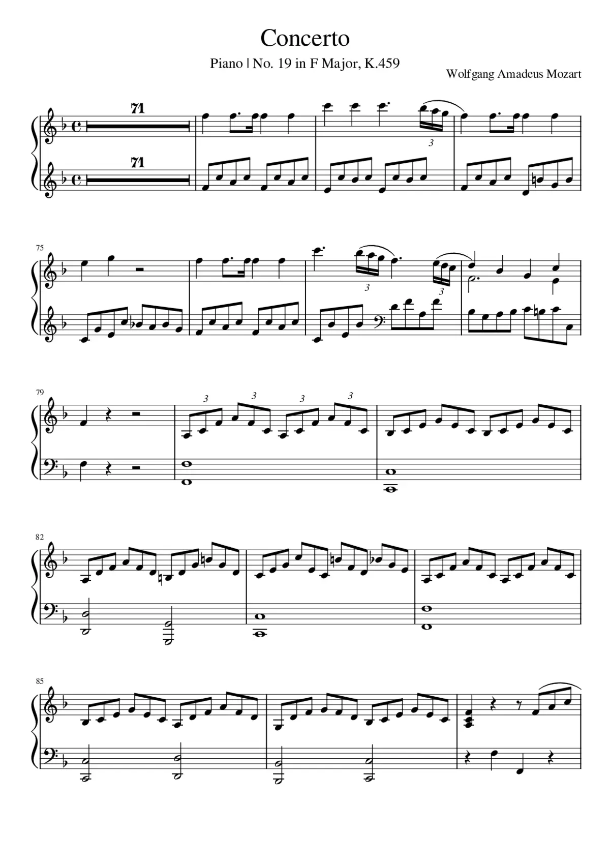 Piano Concerto No.19 in F major K.459 - Page 1
