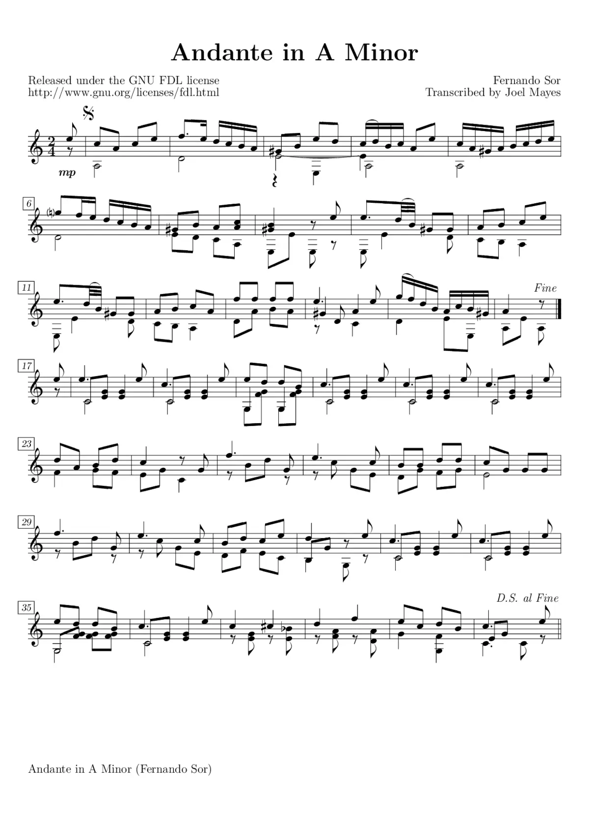 Andante in A Minor - Page 1